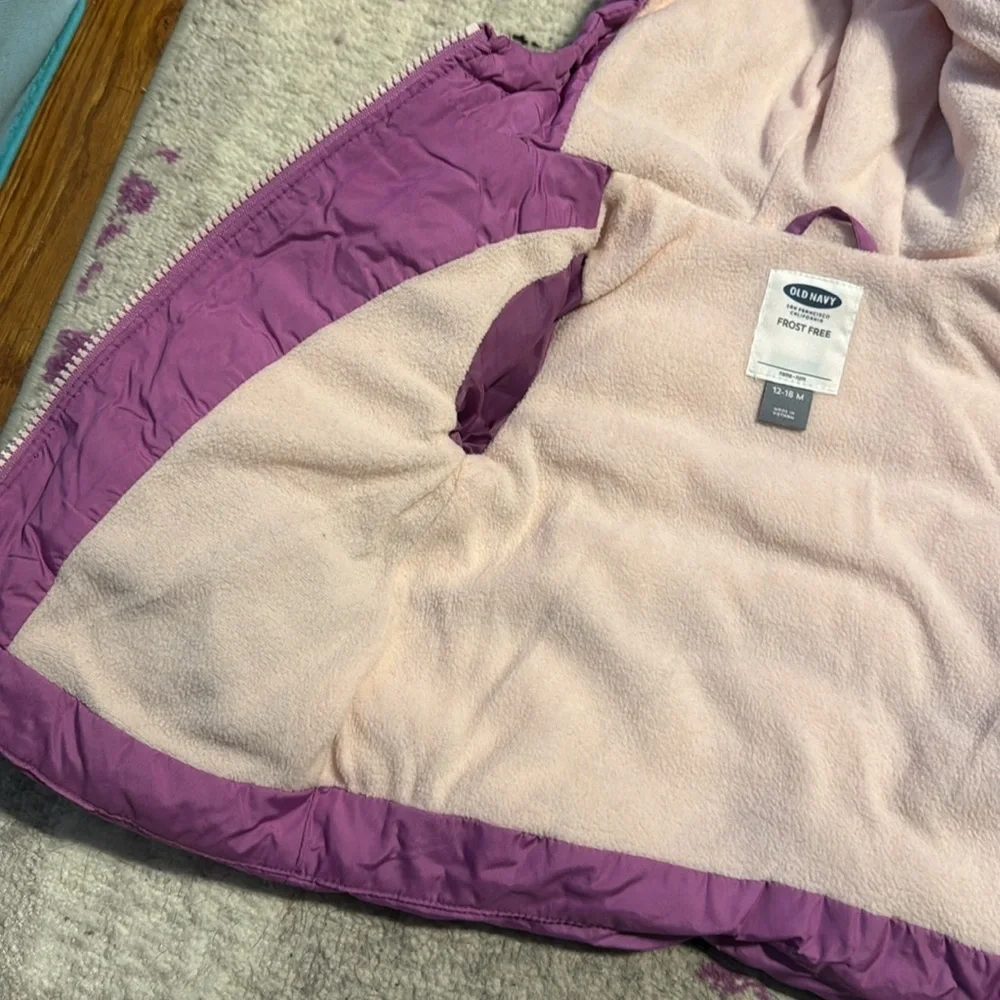 Old Navy Purple Frost Free Puffer Jacket 12-18 Months